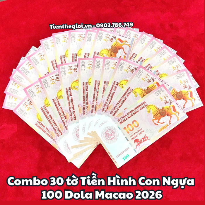 Tiền Lì Xì 100 Dola Macao Hình Con Ngựa 2026